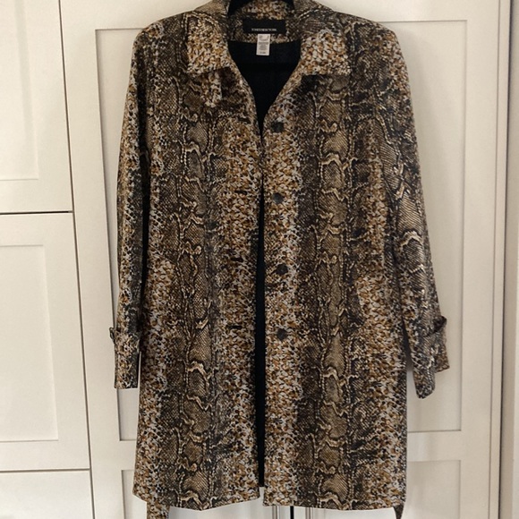 Jones New York Python Print Short Trench Coat Size Small - Picture 10 of 15